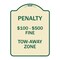 Signmission Penalty $100-$500 Fine Tow-Away Zone Heavy-Gauge Aluminum Sign, 24" x 18", TG-1824-23334 A-DES-TG-1824-23334 - alternate 1